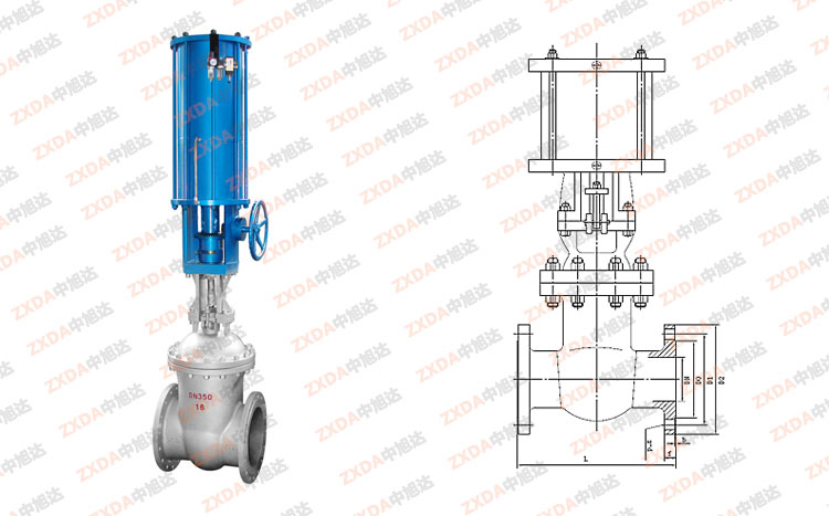 單作用氣動閘閥結(jié)構(gòu)圖 單作用氣動閘閥結(jié)構(gòu)圖
